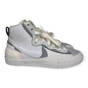 Sacai x Nike Blazer Mid White Grey Men's Size 8.5 Sneakers w/ Box BV0072-100